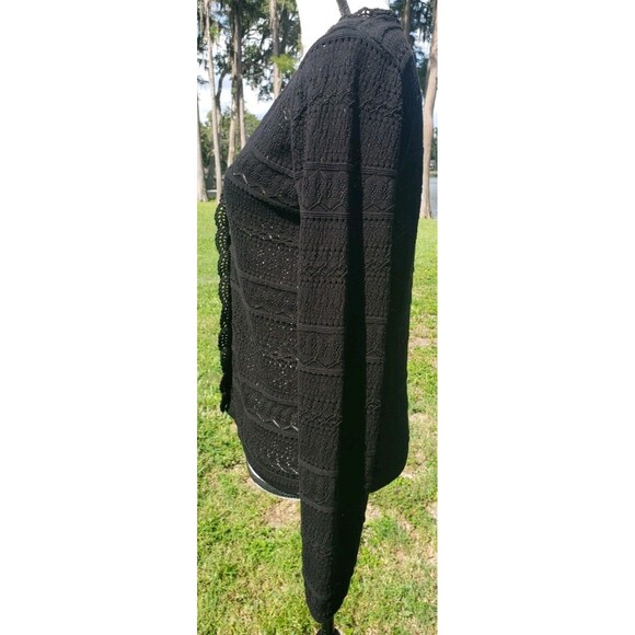 LA MAILLE SEZANE Keyla Black Cardigan Sz Sm Crochet Knit EUC 100% Organic Cotton - Picture 10 of 16
